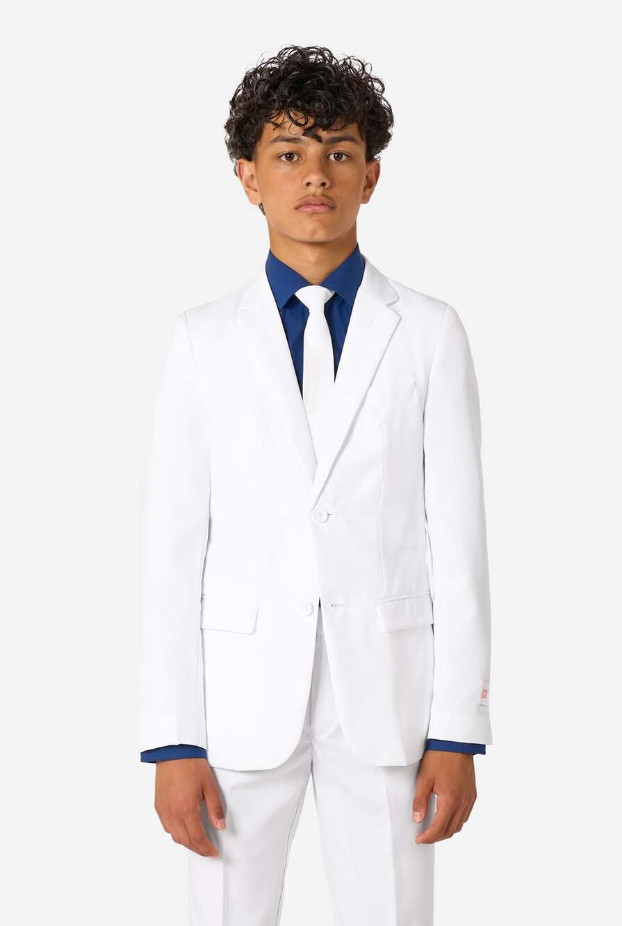 OppoSuits Teen Boys White Knight Solid Color Suit 12Y